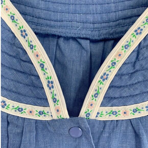 GS House Dress Womens Sz Medium Short Sleeve Snap Button Lightweight Duster Mumu - Picture 6 of 10